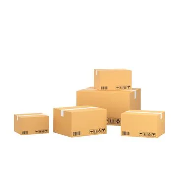 Box stack for online shipping banner. 3D element. Stock Illustration