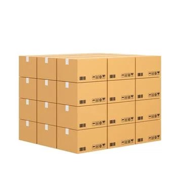 Box stack for online shipping banner. 3D element. Stock Illustration