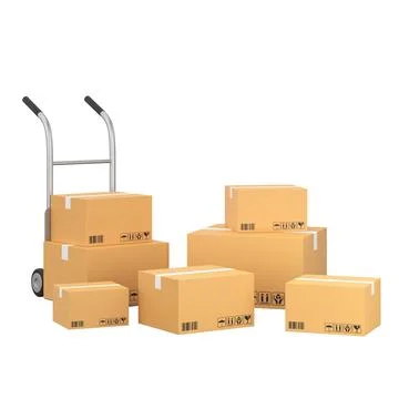 Box stack for online shipping banner. 3D element. Stock Illustration