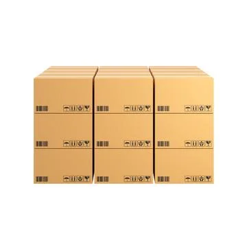 Box stack for online shipping banner. 3D element. イラスト素材