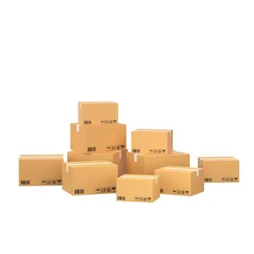 Box stack for online shipping banner. 3D element. イラスト素材