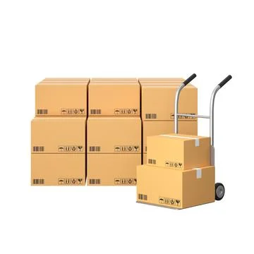 Box stack for online shipping banner. 3D element. Stock Illustration