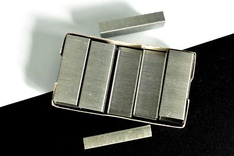 A box of staples for a stapler. Stock Photos