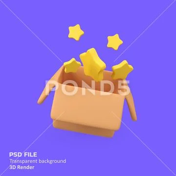 Box with star rating isolated 3d render icon illustration PSD Template
