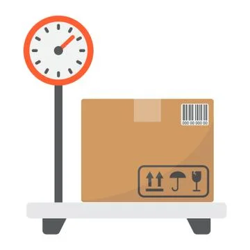 Box on storage scale flat icon, logistic Illustrazione stock