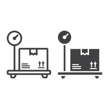 Box on storage scale line and glyph icon, logistic イラスト素材