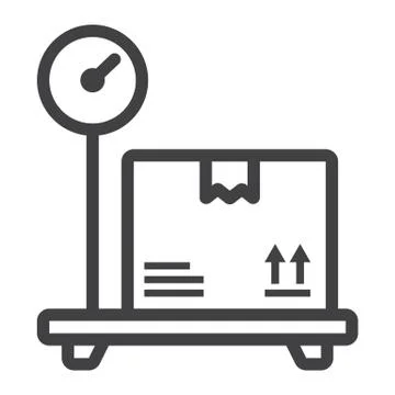 Box on storage scale line icon, logistic Illustrazione stock