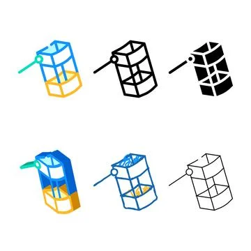 Box styles kite fly color icon vector イラスト素材