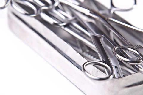 Box with surgical instruments Foto stock