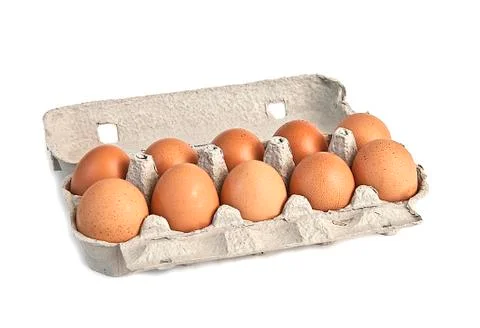 Box of ten fresh eggs Stock Photos