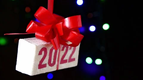 Box with text new year 2022 rotating Stock Footage 164313129