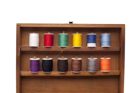 Box with threads Stock Photos