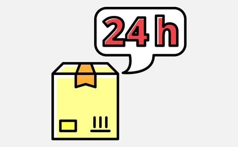 Box time and done line vector minimalistic icon. Delivery symbol. Box and bub Stock Illustration