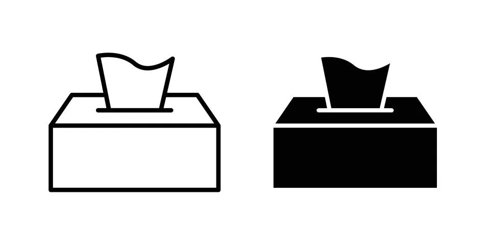 Box tissue icon silhouette vector set. thin line pack Stock Illustration