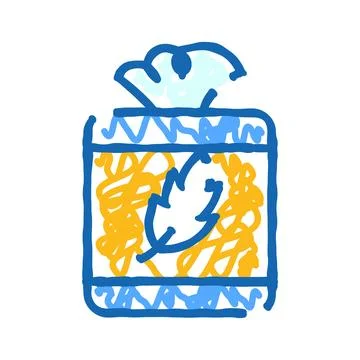 Box of tissues with feather drawing for softness concept Stock Illustration