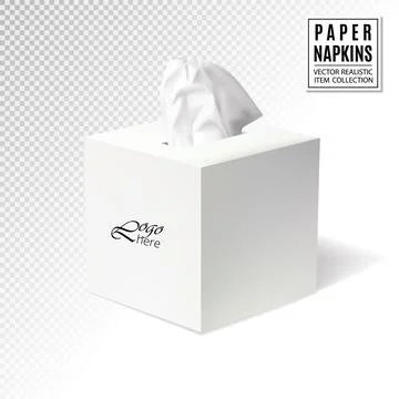 Box of tissues on transparent background. Realistic vector, 3d illustraton Stock Illustration