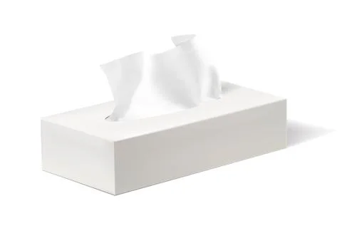 Box of tissues on white background. Realistic vector, 3d illustraton Illustrazione stock