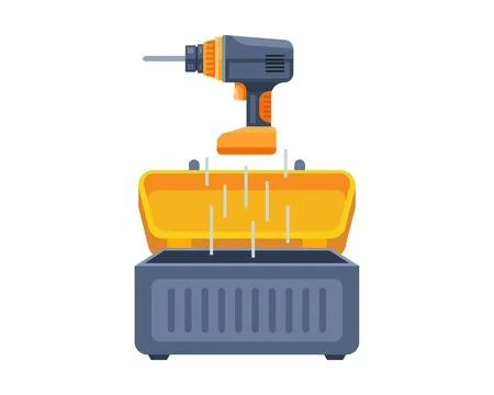 Box with tools for repair. Stock Illustration