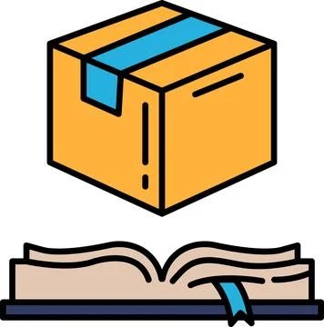 A box is on top of an open book Stock Illustration