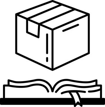 Box is on top of an open book Illustrazione stock