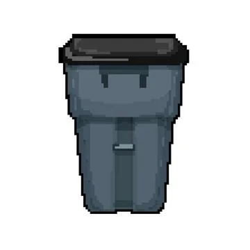 Box trash bin garbage pixel art vector illustration Stock Illustration