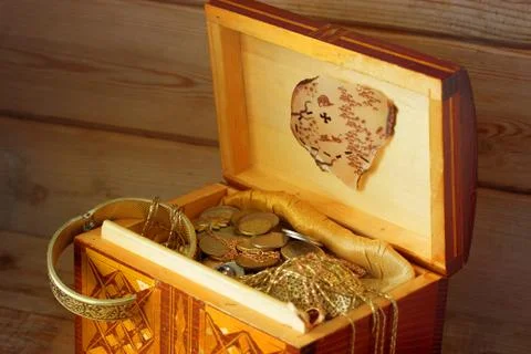 Box with treasures Stock Photos