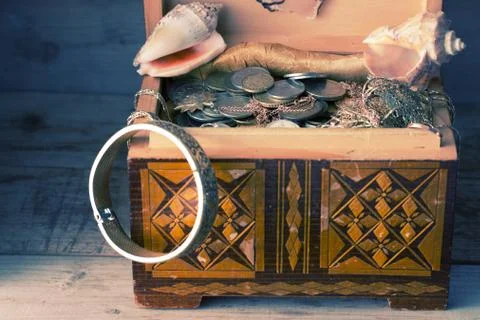 Box with treasures Stock Photos