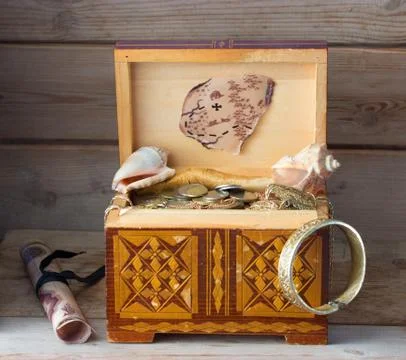 Box with treasures Stock Photos