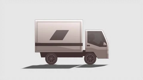 Box Truck Driving with Ground Shadow - 2D Animation Seamless Loop Stock Footage 327442777