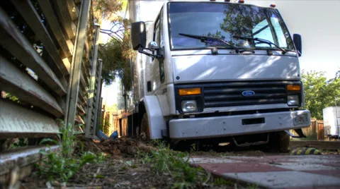 Box truck stuck in the mud Stock Footage 37709815