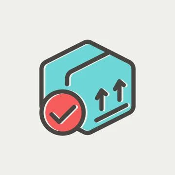 Box with validation mark thin line icon イラスト素材