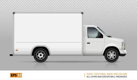 Box van side view realistic vector illustration Stock Illustration