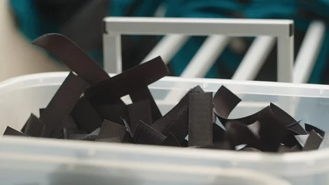Box with Velcro in the sewing workshop Stock-Footage 118045907