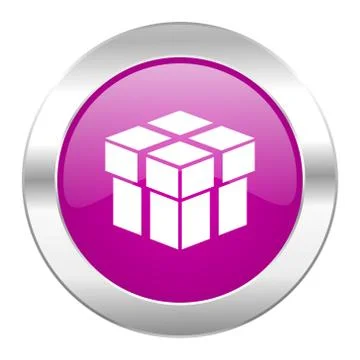 Box violet circle chrome web icon isolated. Stock Illustration