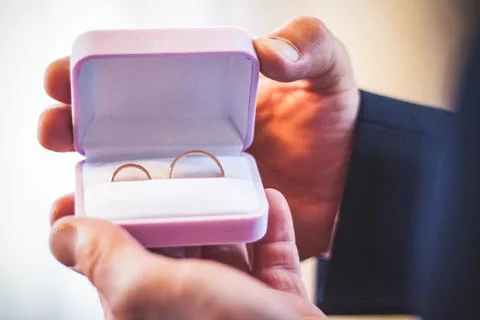 Box with wedding rings Stock Photos