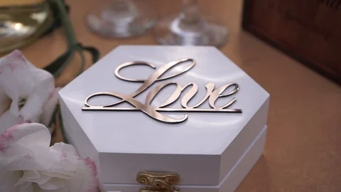 Box for wedding wedding rings Stock Footage 127422220