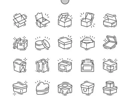 Box Well-crafted Pixel Perfect Vector Thin Line Icons 30 2x Grid for Web 스톡 일러스트