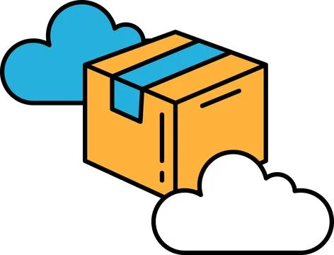 A box with a white cloud in the background Illustrazione stock