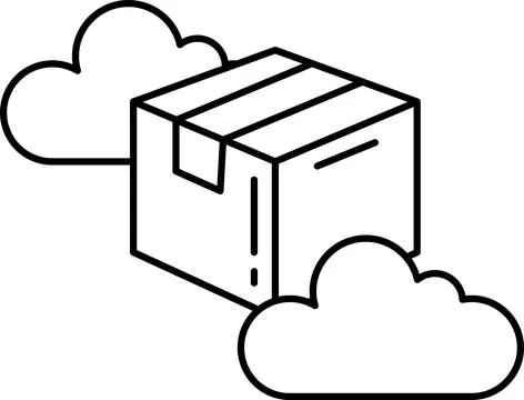 Box with a white cloud in the background Stock Illustration