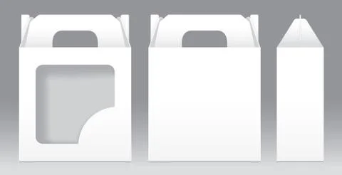 Box White window shape cut out Packaging Template blank. Empty Box white 스톡 일러스트