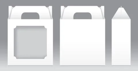 Box White window shape cut out Packaging Template blank. Empty Box white 스톡 일러스트