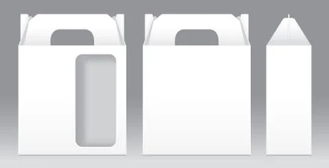Box White window shape cut out Packaging Template blank. Empty Box white Temp Illustrazione stock