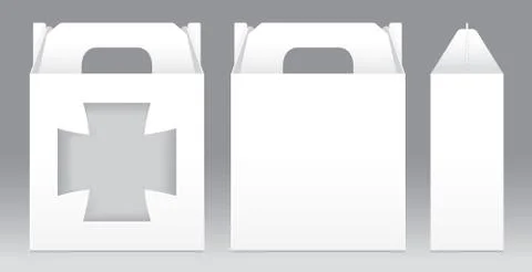 Box White window shape cut out Packaging Template blank. Empty Box white Stock Illustration