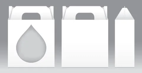 Box White window shape cut out Packaging Template blank. Empty Box white Illustrazione stock