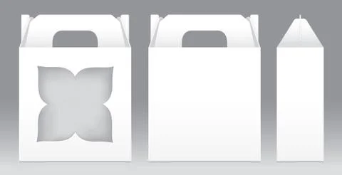 Box White window star shape cut out Packaging Template blank. Empty Box white Stock Illustration