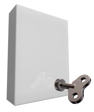 Box with wind-up key - 3d illustration イラスト素材