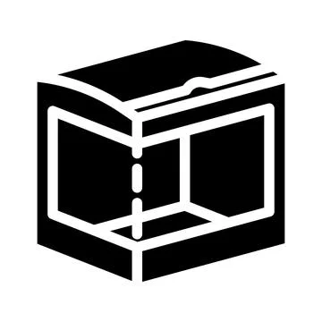 Box with window cardboard packaging glyph icon vector illustration Stock Illustration