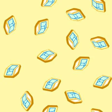Box with window cardboard packaging isometric icon seamless pattern Stock Illustration