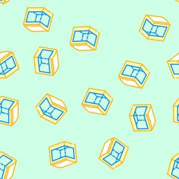 Box with window cardboard packaging vector seamless pattern Stock Illustration