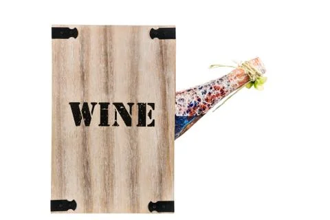 Box for wine with a bottle Stock Photos